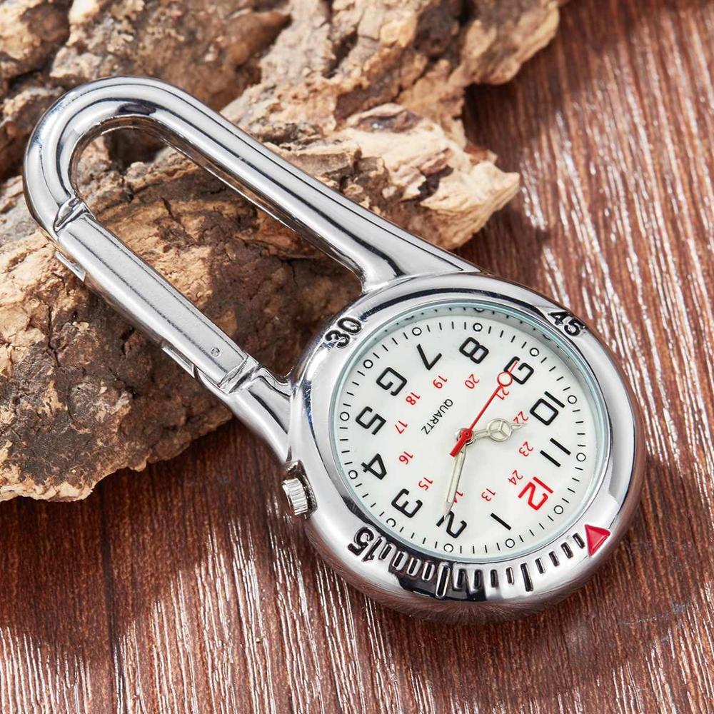 High Quality Medical Multifunctional Clip-On Carabiner Pocket Watch - Includes Compass, Bottle Opener and luminous dial for low light performance.