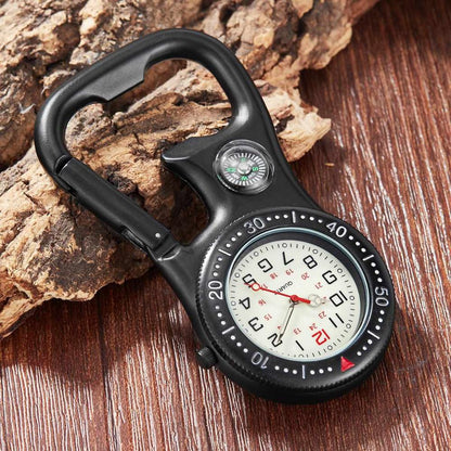 High Quality Medical Multifunctional Clip-On Carabiner Pocket Watch - Includes Compass, Bottle Opener and luminous dial for low light performance.