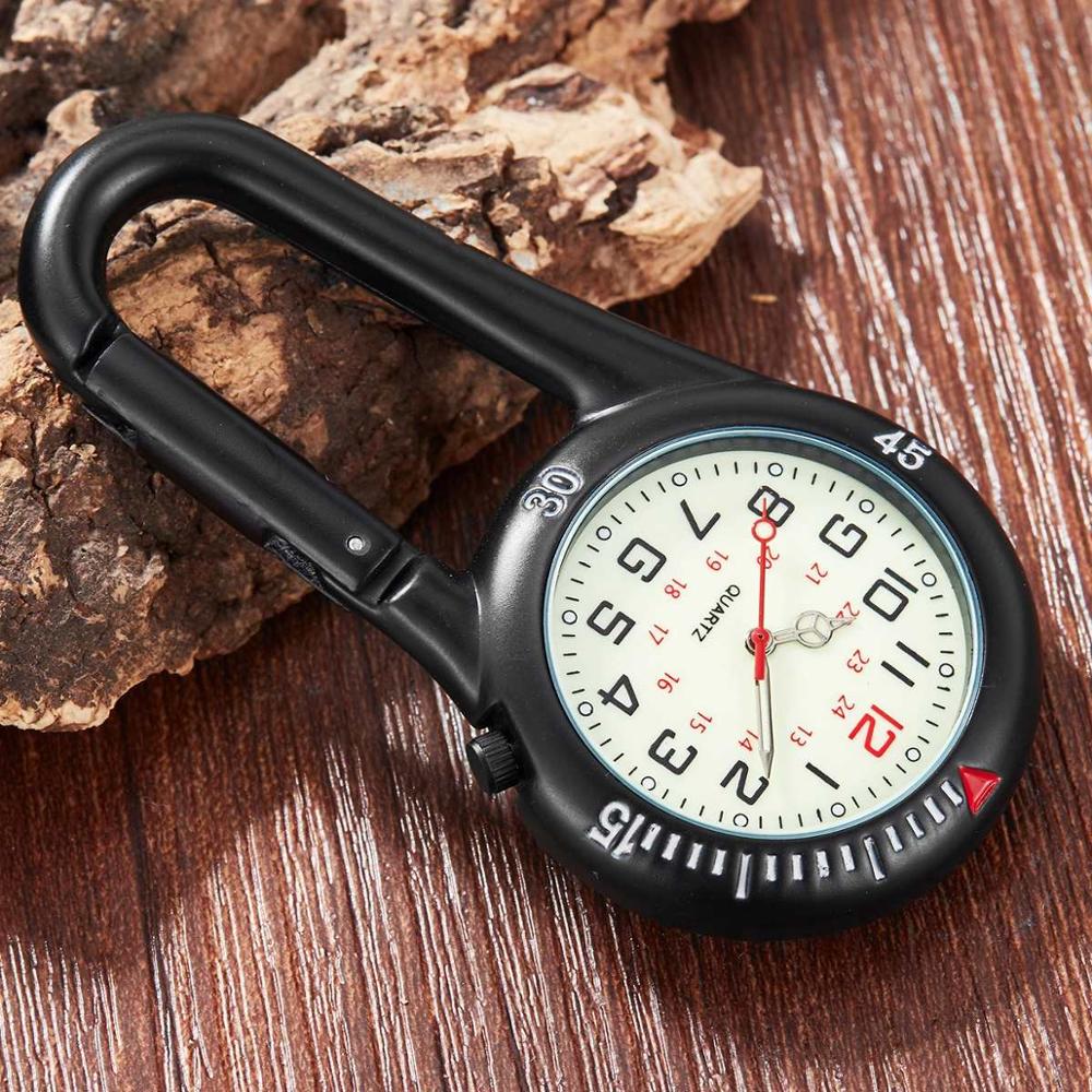 High Quality Medical Multifunctional Clip-On Carabiner Pocket Watch - Includes Compass, Bottle Opener and luminous dial for low light performance.