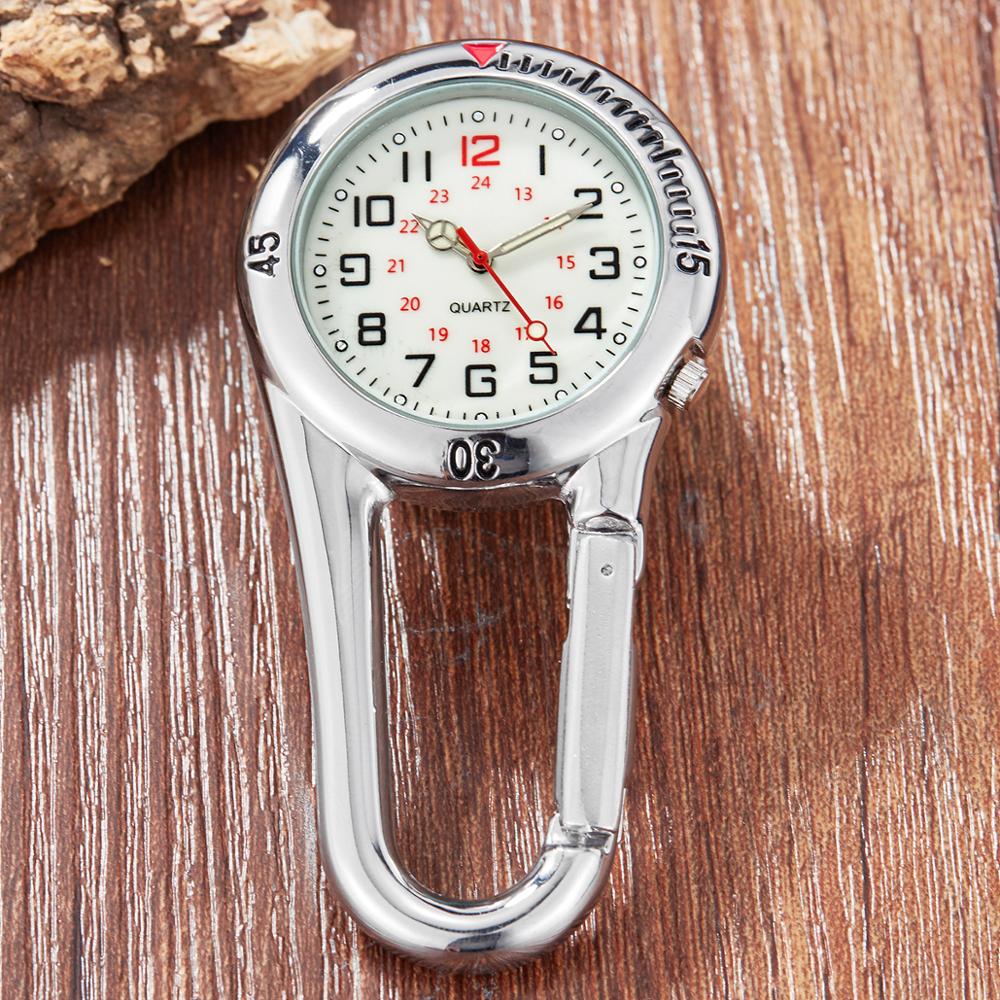 High Quality Medical Multifunctional Clip-On Carabiner Pocket Watch - Includes Compass, Bottle Opener and luminous dial for low light performance.