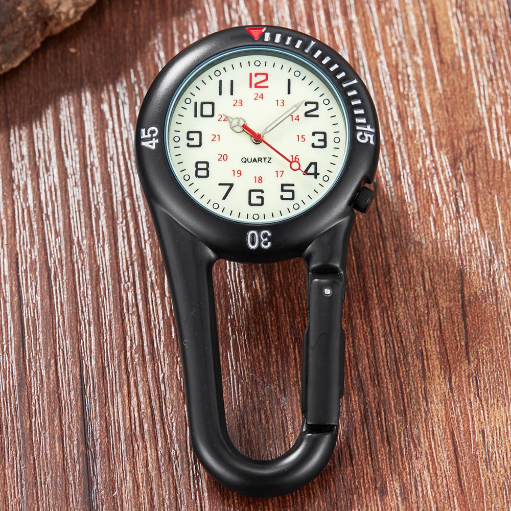 High Quality Medical Multifunctional Clip-On Carabiner Pocket Watch - Includes Compass, Bottle Opener and luminous dial for low light performance.