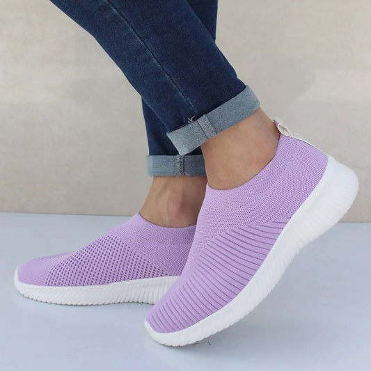 Nurse High Quality Comfortable Knitted Slip On Sock Sneakers For Women - Spring & Summer Slip On Flat Shoes.