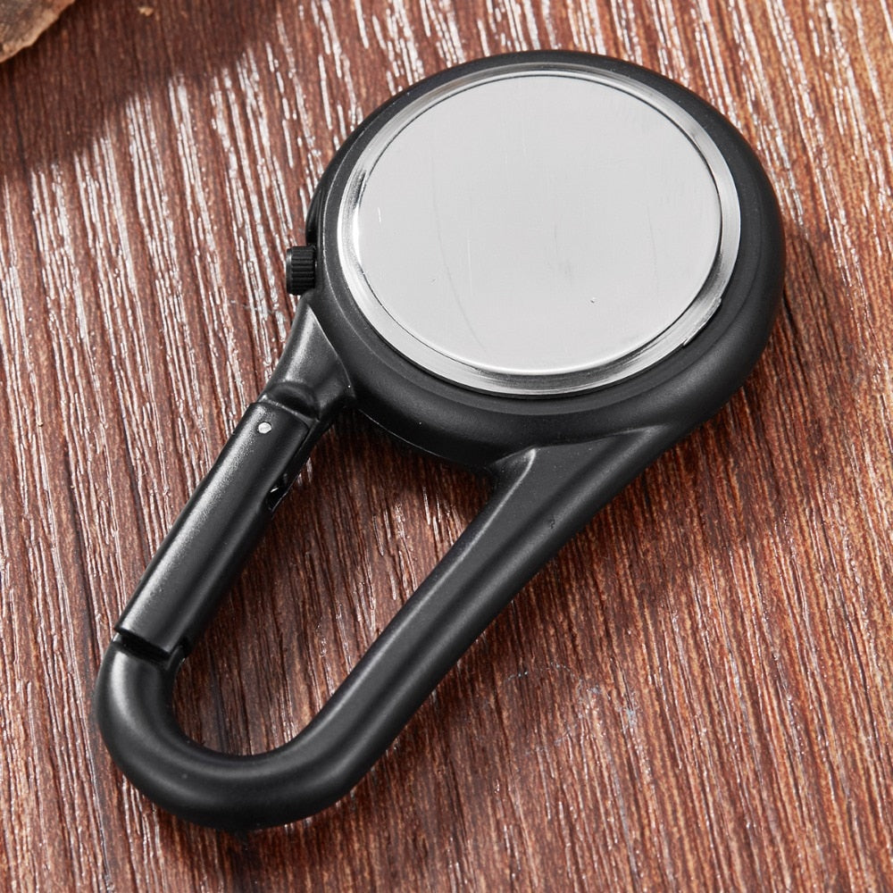 High Quality Medical Multifunctional Clip-On Carabiner Pocket Watch - Includes Compass, Bottle Opener and luminous dial for low light performance.