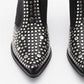 Unique High Quality Square Heels Classic Fashion Boots - Rivets Elastic Ankle Boots Shoes Women Chelsea Boots.