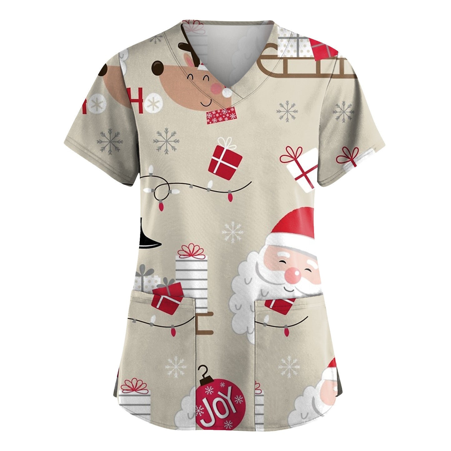 Snowman Print Nurse Uniform - Scrub Women Christmas Print.