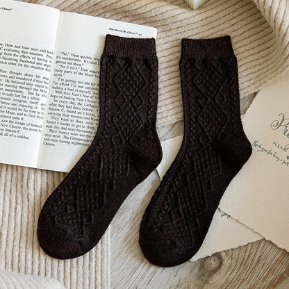 Winter Cashmere Wool Women Socks - Vintage Streetwear Crew Sock.