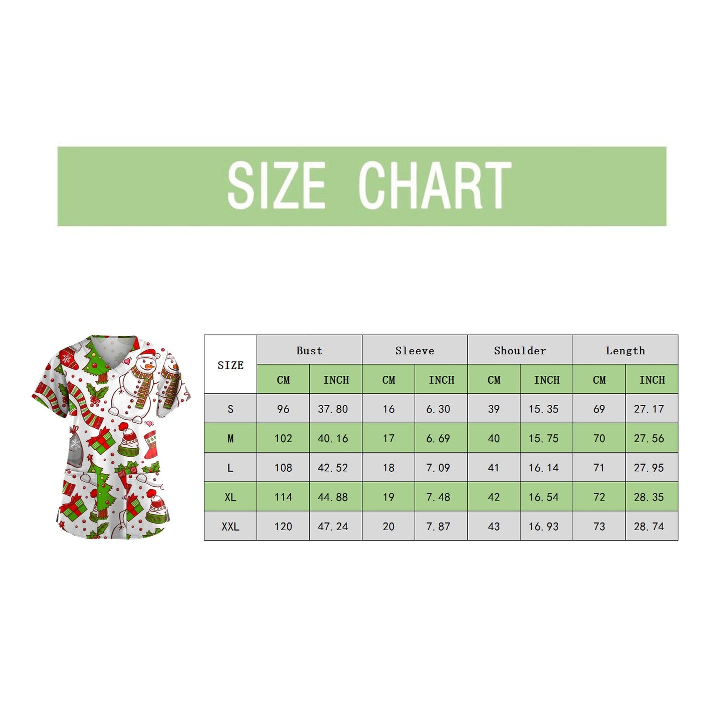 Snowman Print Nurse Uniform - Scrub Women Christmas Print.