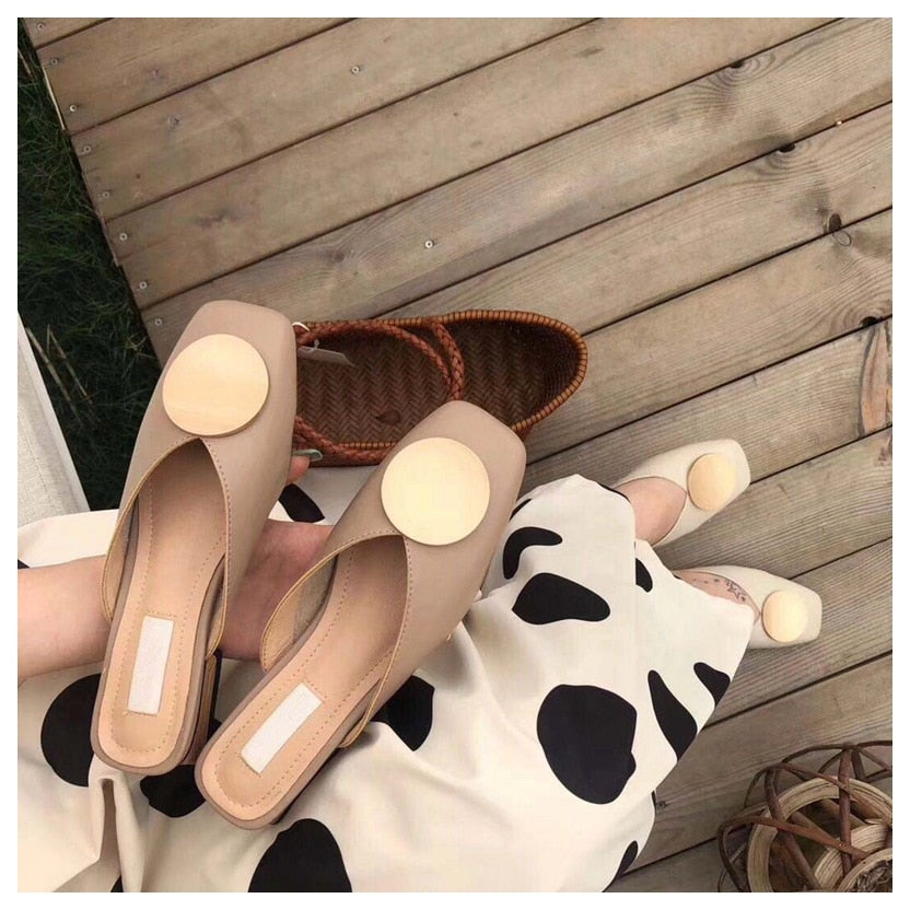 Women Slip On Mules - Flat Heel Casual Shoes.