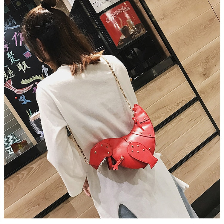 Red And Pink T-Rex High Quality Faux Leather Crossbody Clutch Bag.