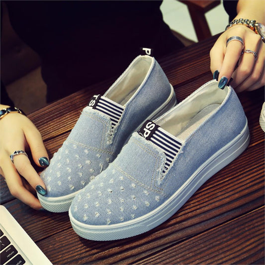 Comfortable Women Denim Shoes Flats - Fashion Casual Jeans Shoes.