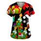 Snowman Print Nurse Uniform - Scrub Women Christmas Print.