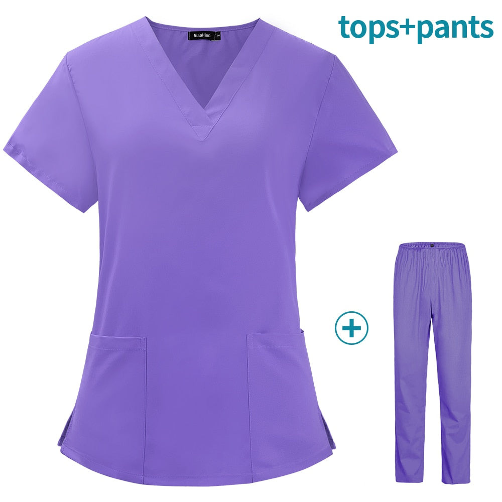 Comfortable Soft V-Neck Scrubs Top And Bottom Set - High Quality Stretchy Scrubs For Relaxed Fit!