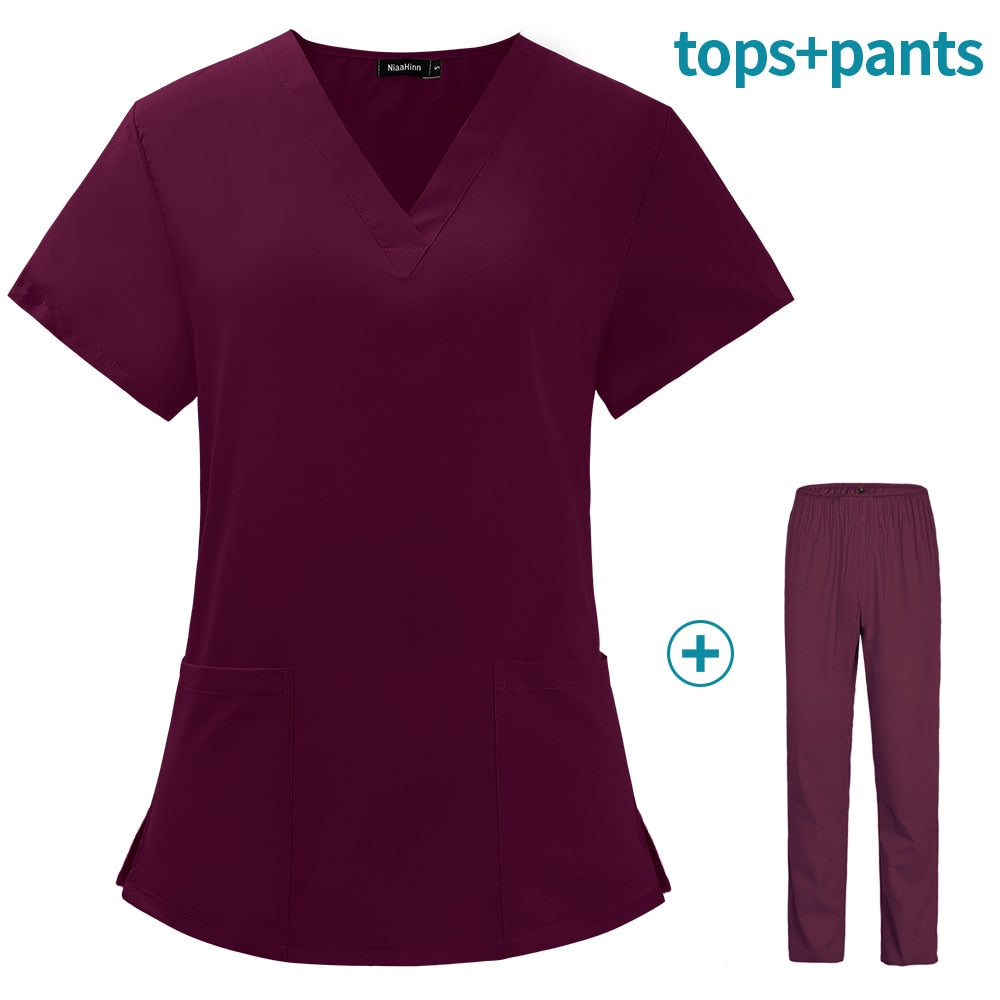 Comfortable Soft V-Neck Scrubs Top And Bottom Set - High Quality Stretchy Scrubs For Relaxed Fit!