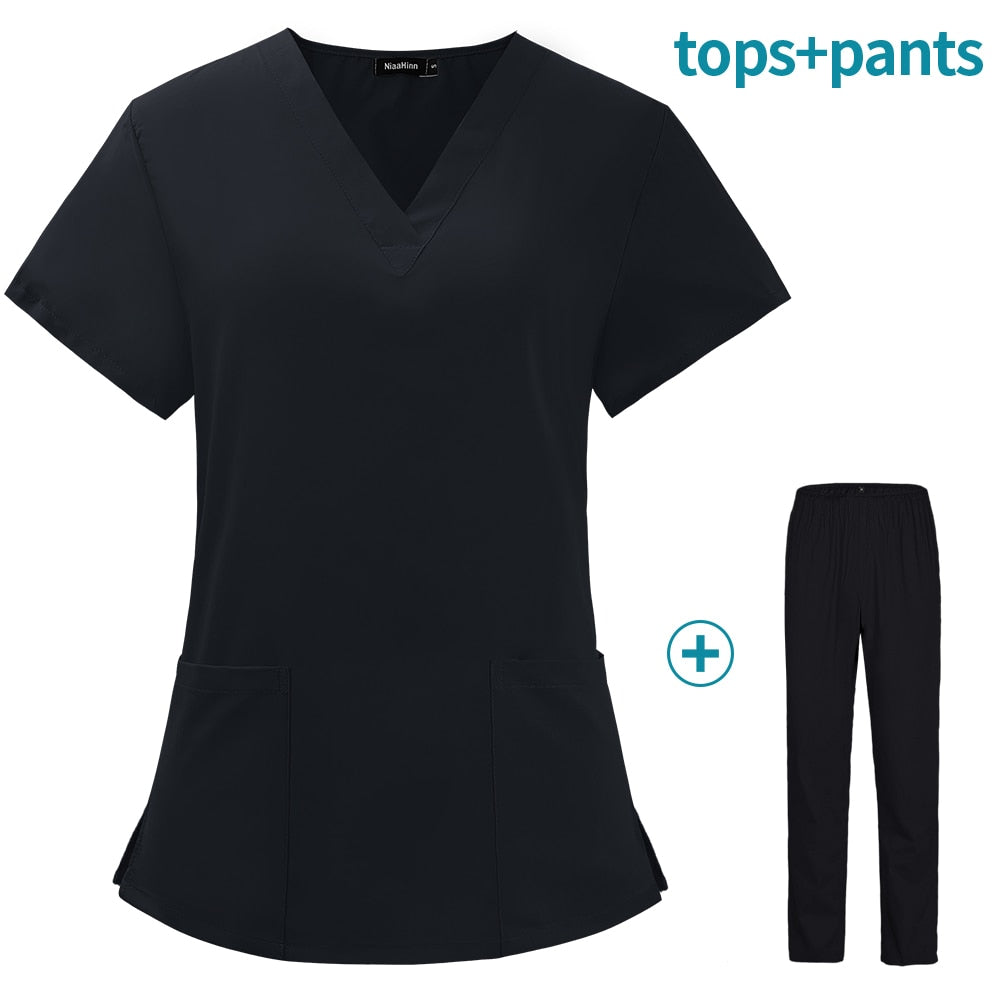 Comfortable Soft V-Neck Scrubs Top And Bottom Set - High Quality Stretchy Scrubs For Relaxed Fit!