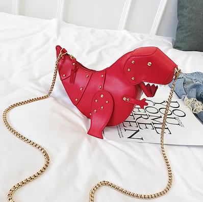 Red And Pink T-Rex High Quality Faux Leather Crossbody Clutch Bag.