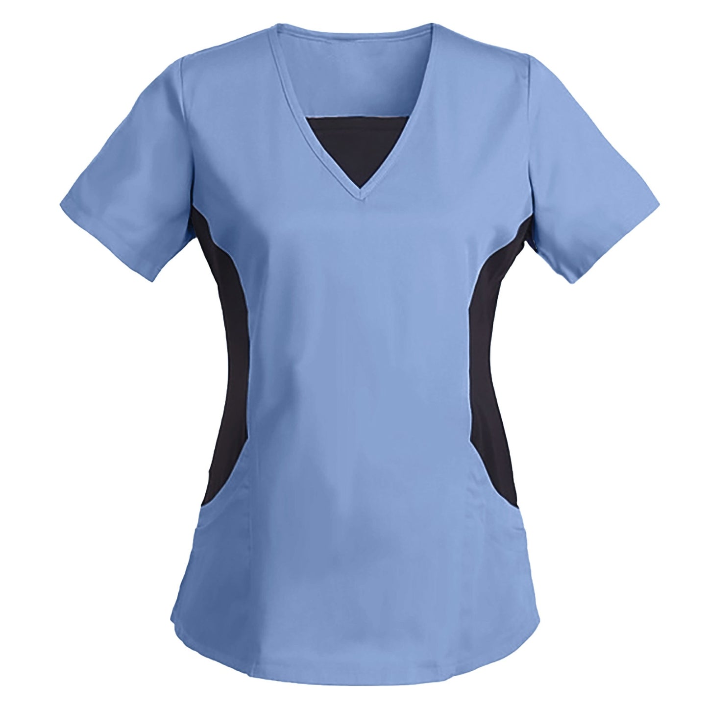 New Style Short Sleeve V-Neck Scrub Top For Women - High Quality And Comfortable Top Short  With Solid Patchwork Color. S to XXXL.