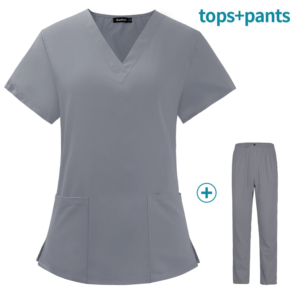 Comfortable Soft V-Neck Scrubs Top And Bottom Set - High Quality Stretchy Scrubs For Relaxed Fit!