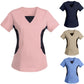 New Style Short Sleeve V-Neck Scrub Top For Women - High Quality And Comfortable Top Short  With Solid Patchwork Color. S to XXXL.