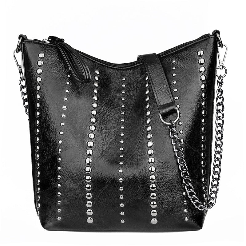 Limited Time Sale! High Quality Riveted Faux Leather Handbag. Great Size For Any Occasion! Few Stock Left.