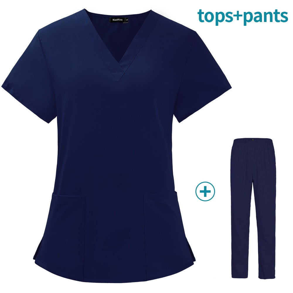 Comfortable Soft V-Neck Scrubs Top And Bottom Set - High Quality Stretchy Scrubs For Relaxed Fit!