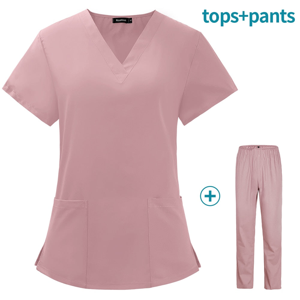 Comfortable Soft V-Neck Scrubs Top And Bottom Set - High Quality Stretchy Scrubs For Relaxed Fit!