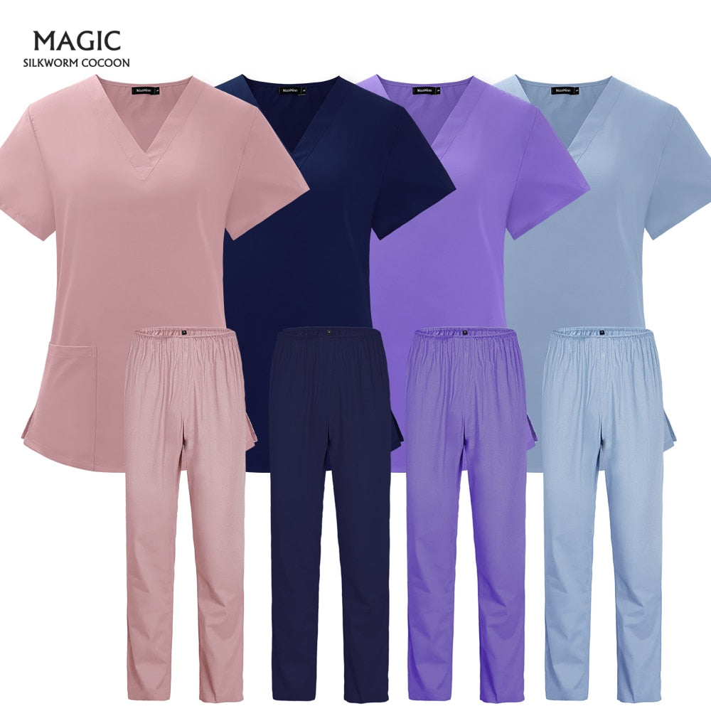 Comfortable Soft V-Neck Scrubs Top And Bottom Set - High Quality Stretchy Scrubs For Relaxed Fit!