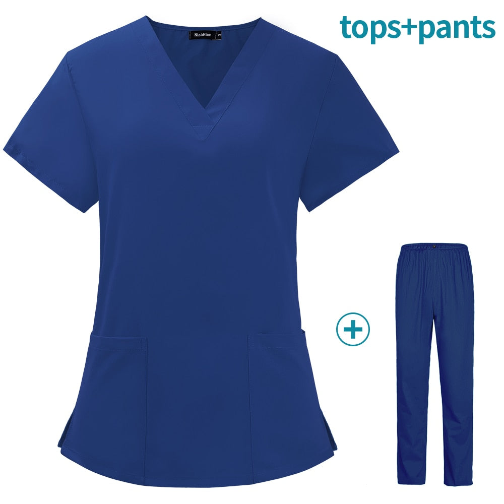 Comfortable Soft V-Neck Scrubs Top And Bottom Set - High Quality Stretchy Scrubs For Relaxed Fit!