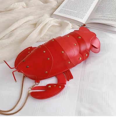 Red And Pink Lobster Crossbody Mini Bag  Faux Leather.