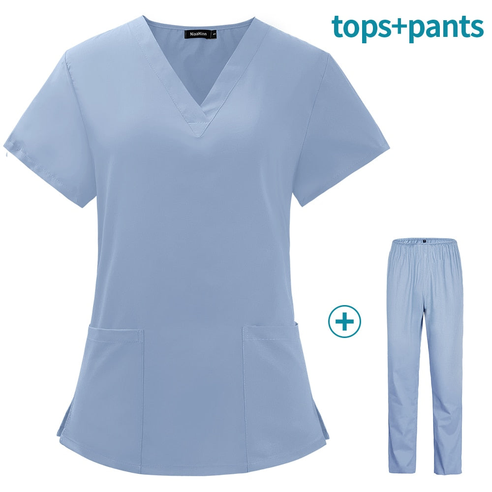 Comfortable Soft V-Neck Scrubs Top And Bottom Set - High Quality Stretchy Scrubs For Relaxed Fit!